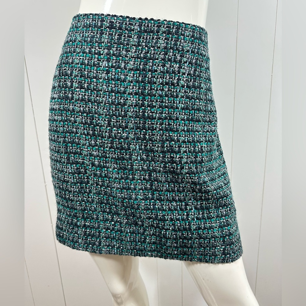 J. Crew Tweed Pencil Skirt in Black and Green